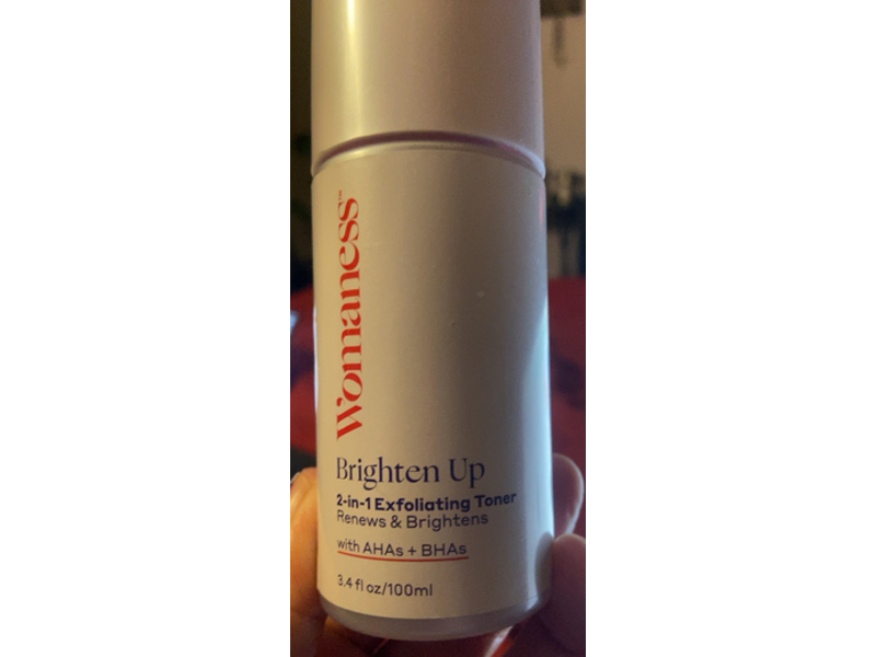 Womaness Brighten Up 2 in 1 Exfoliating Toner, Renews & Brightens, 3.4 fl oz/100 mL