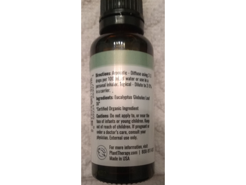 Plant Therapy Organic Eucalyptus Globulus Essential Oils, 1 fl oz/30 mL