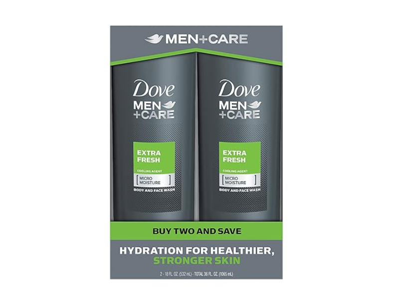 Dove Men +Care Body & Face Wash, Extra Fresh, 18 fl oz/532 mL, Pack Of 2