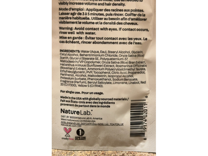 NatureLab Perfect Volume Thickening & Conditioning Hair Masque,0.3 fl oz/9 mL