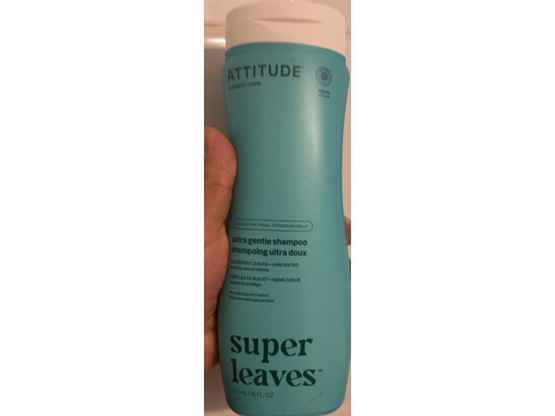 Attitude Natural Care Super Leaves Extra Gentle Shampoo, Blueberries Leaves, 16 fl oz/473 mL