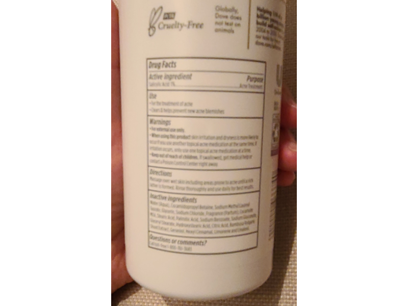 Dove Body Love Acne Clear Body Cleanser, Salicyclic Acid + Bamboo Extract, 17.5 fl oz/517 mL