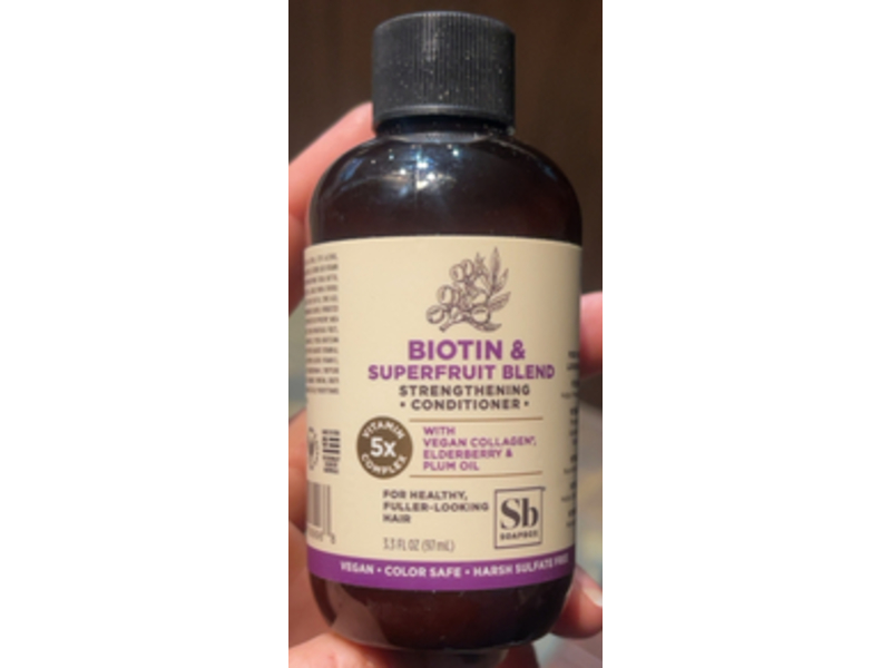 Soapbox Biotin and Superfruit Blend Strengthening Conditioner, Vegan Collagen + Eldeberry & Plum Oil, 3.3 fl oz/97 mL, Pack Of 24