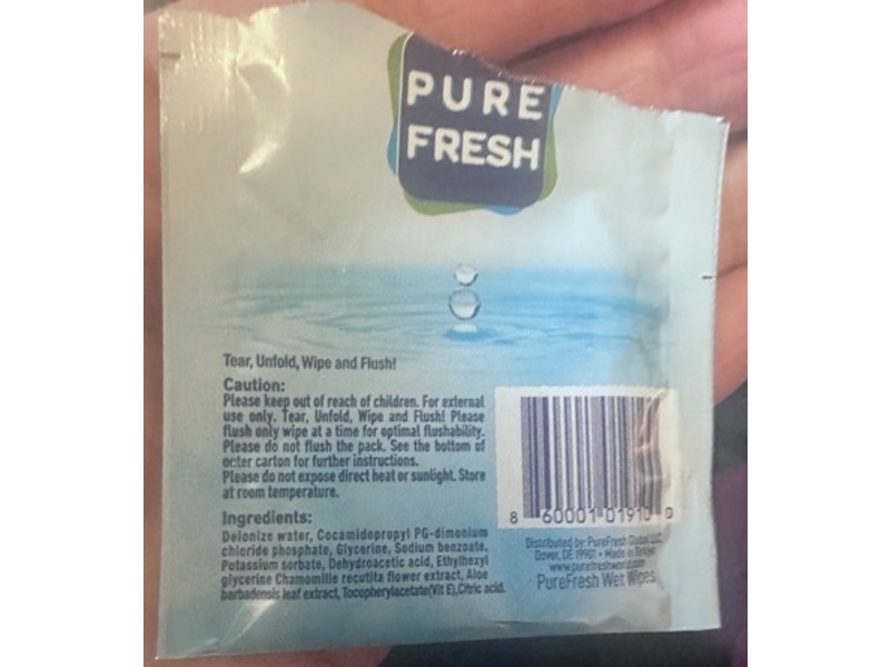 Pure Fresh Flushable Wipes, 40 Counts