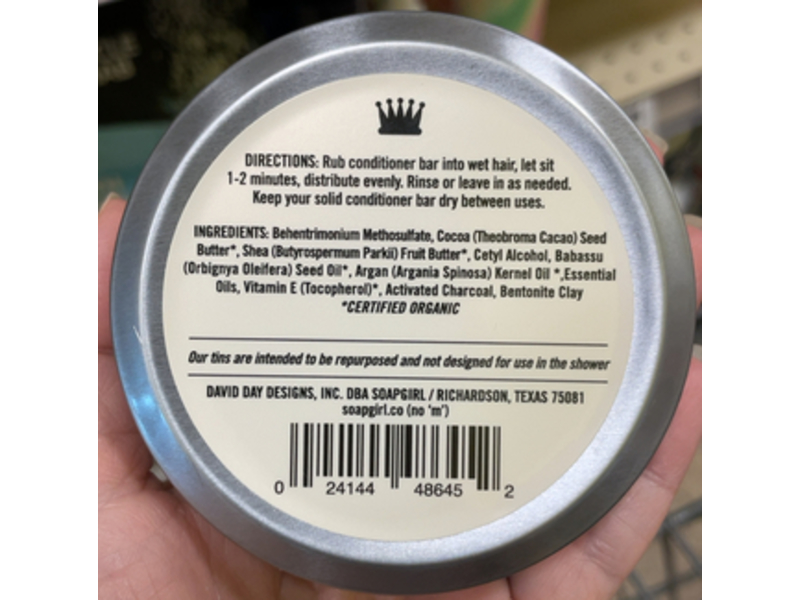 SoapGirl Conditioner Bar, Tea Tree, 3.5 oz/99 g