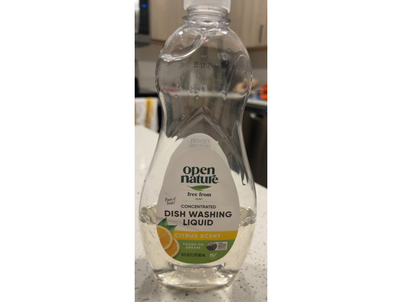 Open Nature Concentrated Dish Washing Liquid, Citrus Scent, 19 fl oz/562 mL