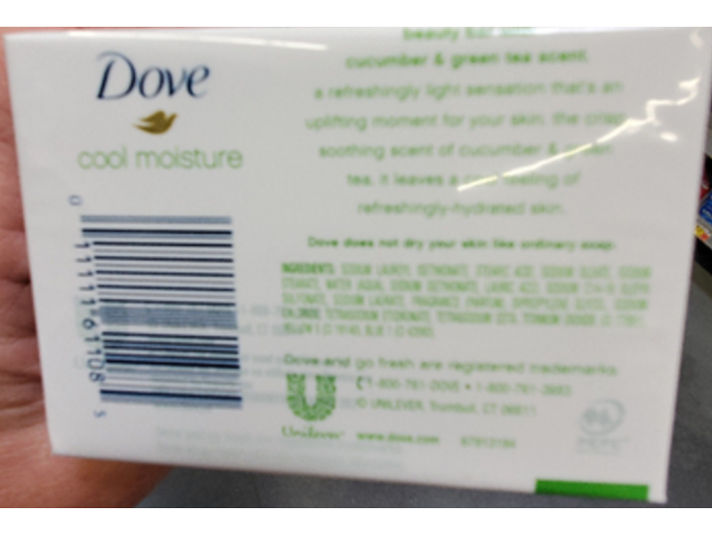 Dove Go Fresh Cool Moisture Beauty Bar, Cucumber & Green Tea Scent, 3.75 oz/106 g, 4 Count