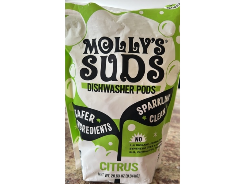 Molly's Suds Dishwasher Pods, Citrus, 29.63 oz/0.84 kg, 60 Count