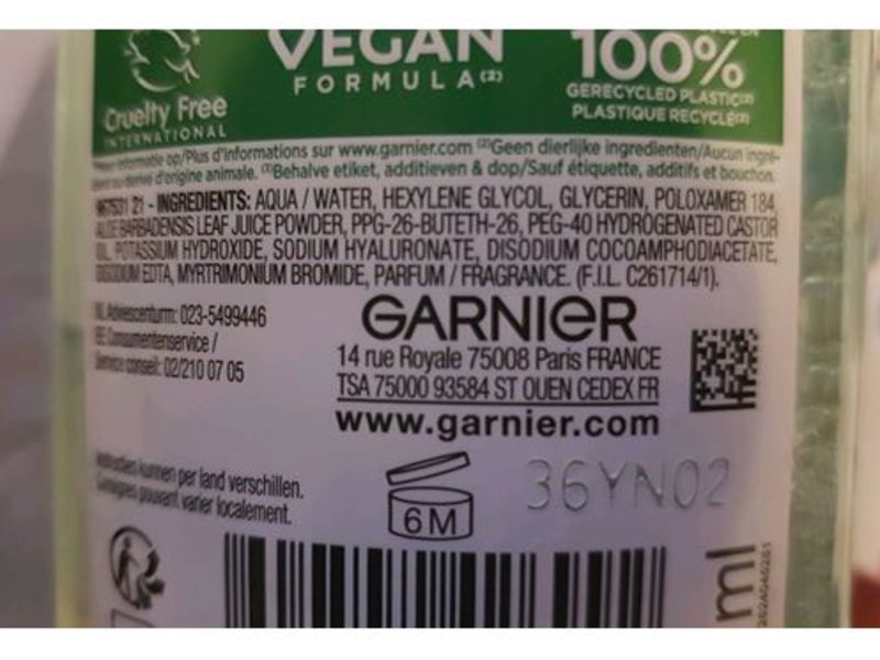 Garnier Skinactive Cleansing Micellar Water, Hyaluronic Acid & Aloe Vera, 400 mL