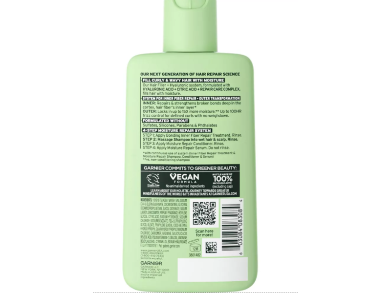 Garnier Fructis Hair Filler Moisture Repair Shampoo, +Hyaluronic, 10.1 fl oz/300 mL