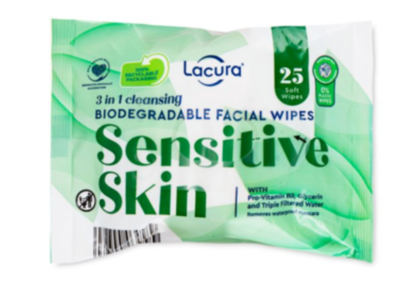 Lacura 3 In 1 Facial Wipes, 25 Count