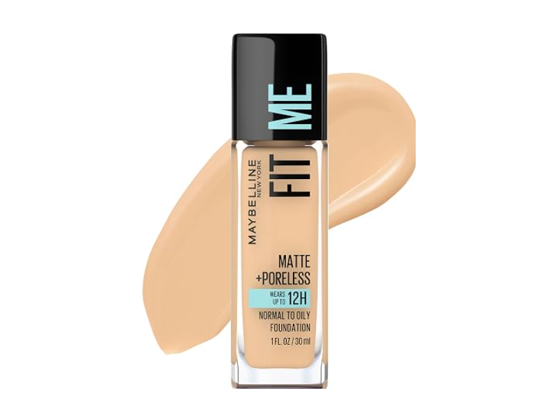 Maybelline New York Fit Me! Matte + Poreless Foundation, Warm Nude 128, 1 oz/30 mL