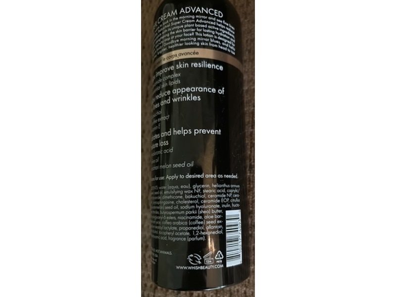 Whish Super Cream Advanced Barrier Shield, Cashmere Vanilla, Bakuchiol, 9 fl oz/266 mL