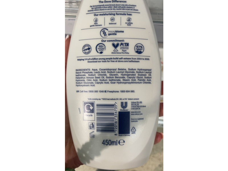 Dove Sensitive Care Body Wash, Fragrance Free, 400 mL