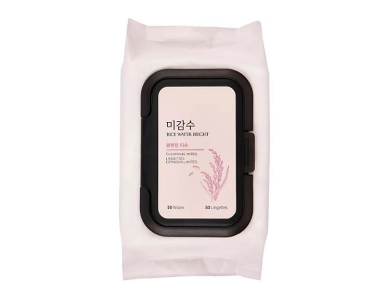 The Face Shop Cleansing Facial Wipes, Rice Water Bright, 50 Count