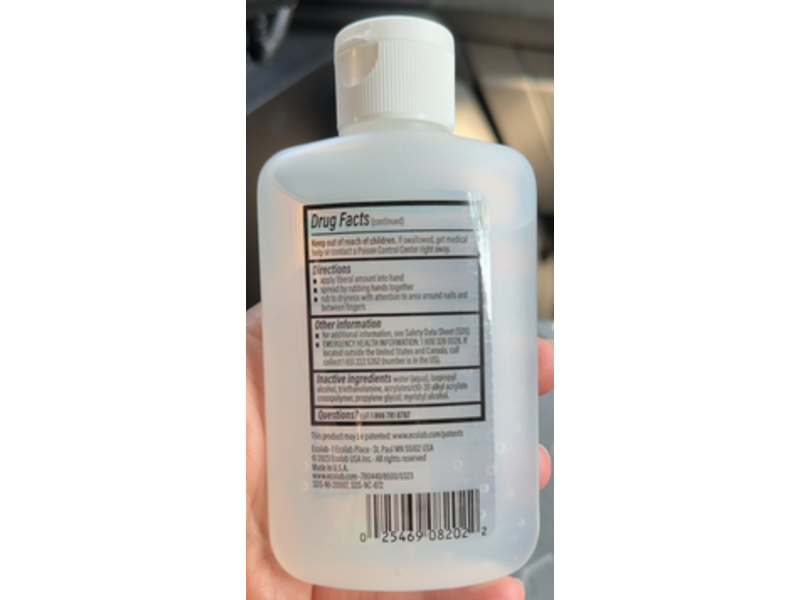 Ecolab Clear Gel Hand Sanitizer, 4 fl oz/118 mL