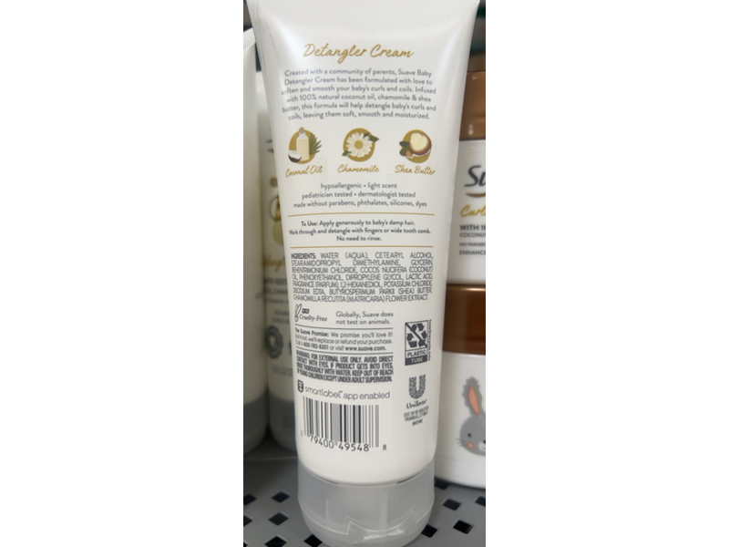 Suave Baby Detangler Cream, Nourishes Curls & Coils, Coconut Oil, Chamomile & Shea Butter, 6.8 fl oz/201 mL