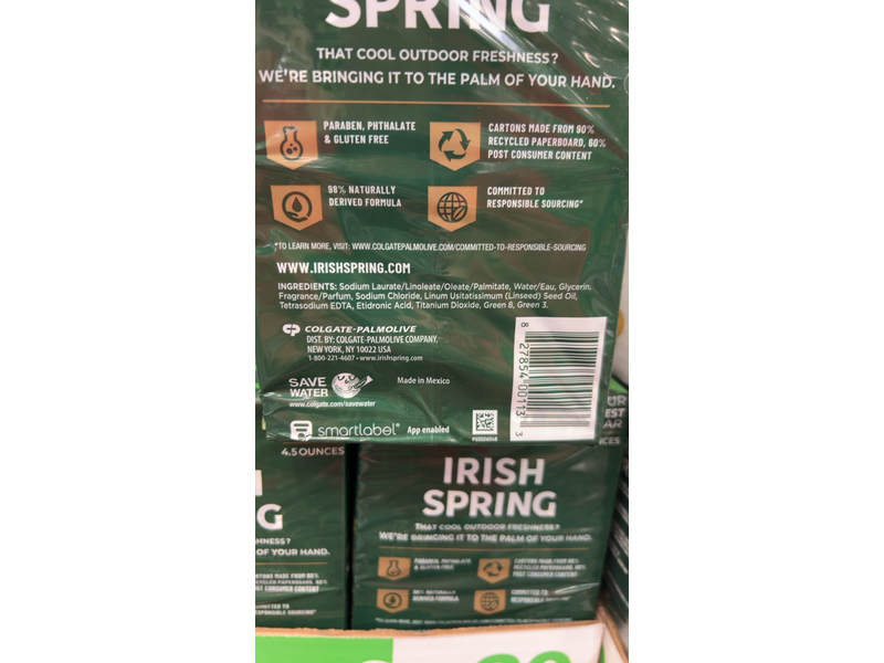 Irish Spring Deodorant Bar Soap, Original Clean, 4.5 oz/127 g, Pack Of 20