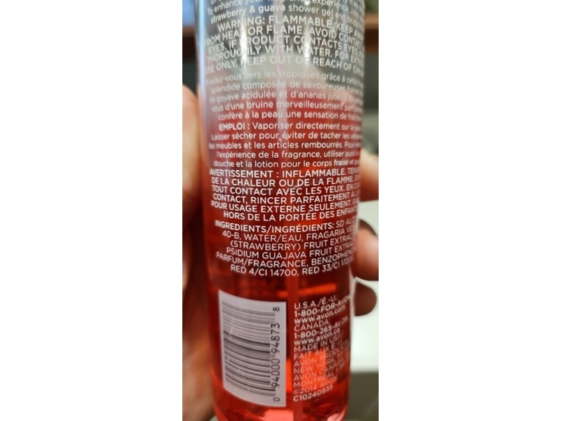Avon Naturals Sunni Splendor Body Spray, Strawberry & Guava, 8.4 fl oz/250 mL