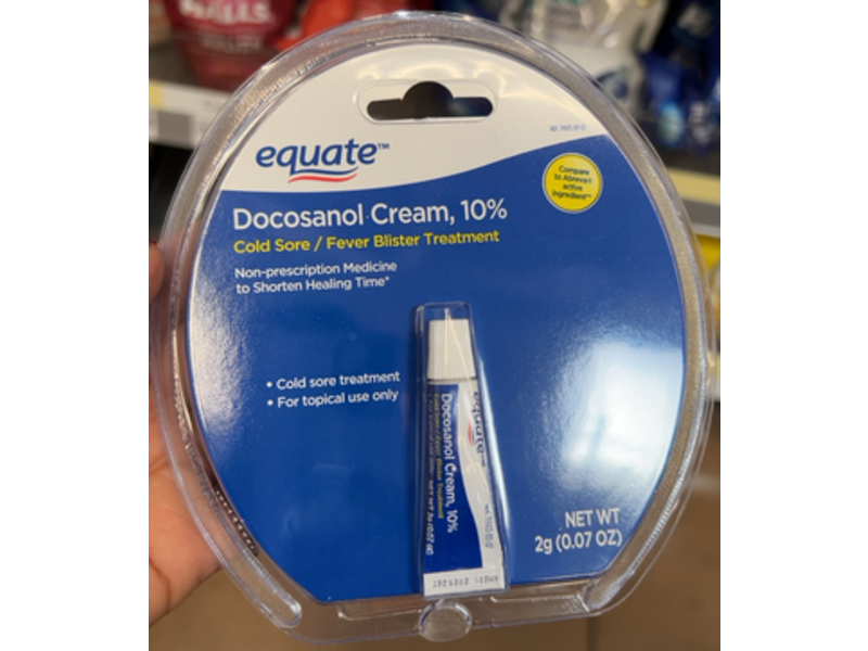 Equate Docosanol Cream, Cold Sore Treatment, 0.07 oz/2 g