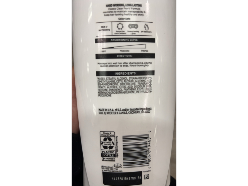 Pantene Pro-V 72H Nourishment Conditioner, Classic Clean, 21.4 fl oz/635 mL