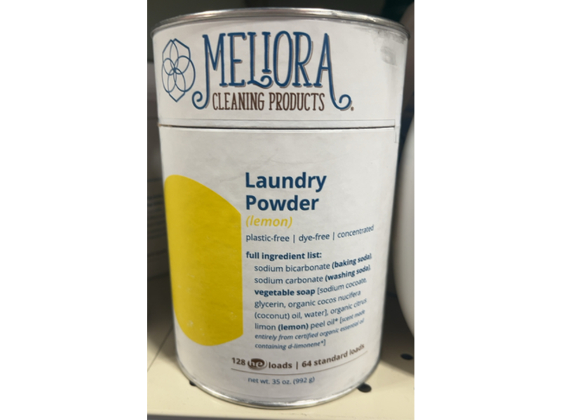 Meliora Cleaning Products Laundry Powder, Lemon, 128 Loads, 35 oz/992 g