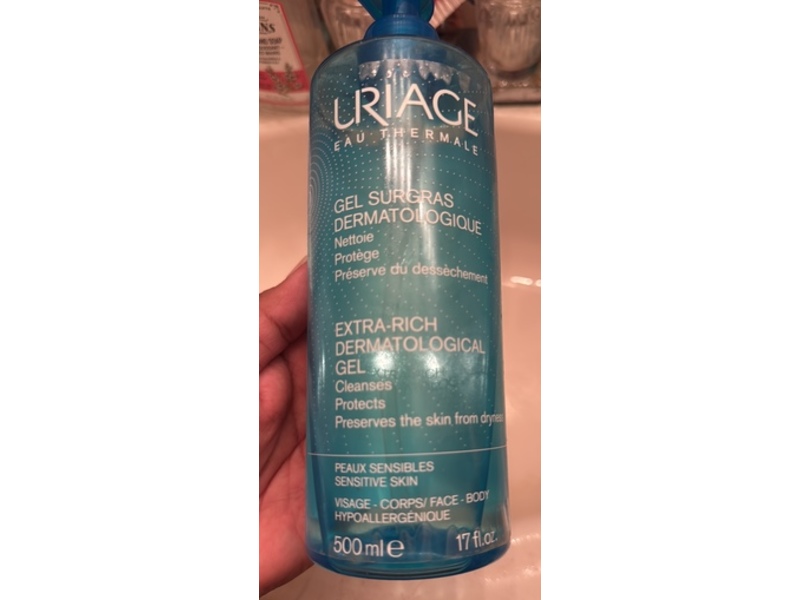 Uriage Extra-Rich Dermatological Body Wash Gel, 17 fl oz/500mL