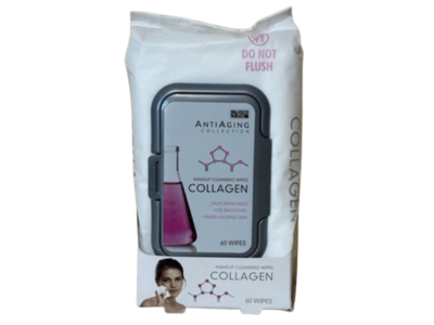 Global Beauty Care Anti-Aging Collagen Makeup Cleansing Wipes, 60 Count