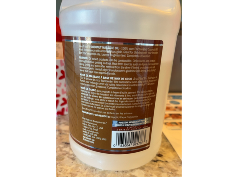 Bon Vital Massage Oil, Coconut, 1.89 L