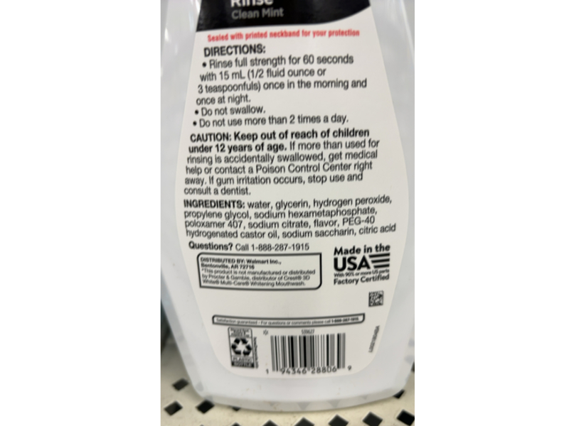 Equate Multi-Action Whitening Rinse, Clean Mint, 32 fl oz/946 mL