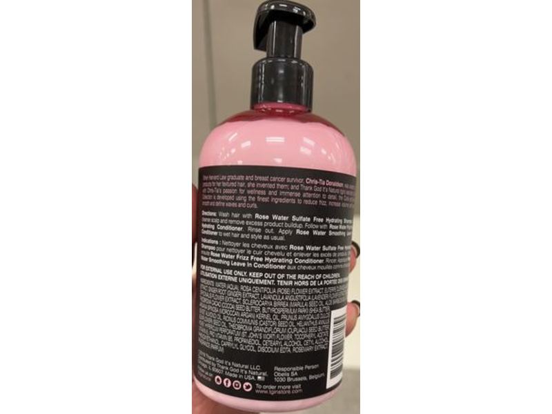 Tgin Rose Water Smoothing Leave-In Conditioner, Rose Water + Acai Berry, 13 oz