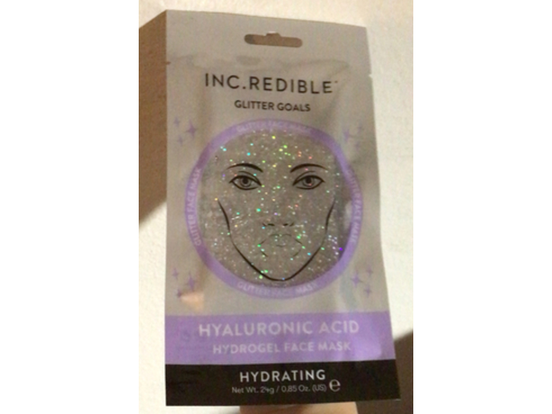 Inc.redible Glitter Goals Hydrogel Face Mask, Hyaluronic Acid, 0.85 oz/24 g