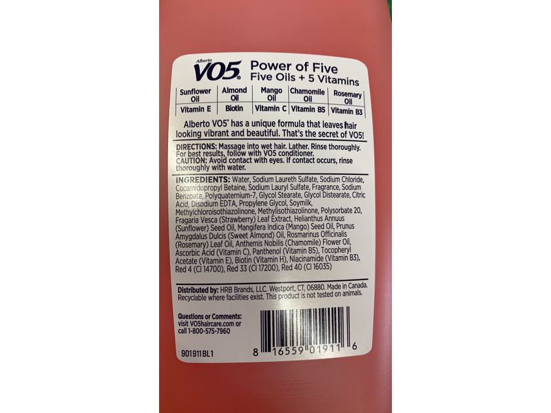 Vo5 Moisturizing Shampoo, Strawberries & Cream, 18 fl oz/532 mL