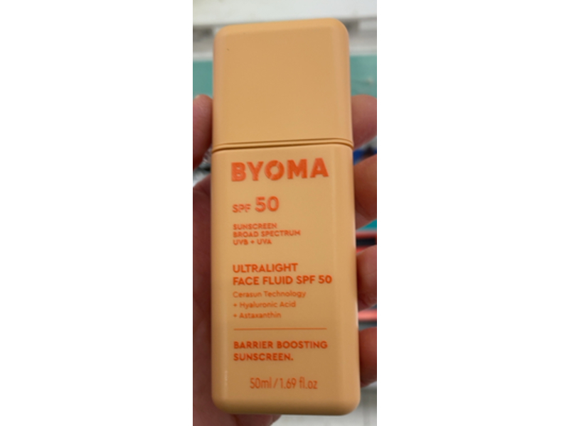 Byoma Ultralight Face Fluid Barrier Boosting Sunscreen, SPF 50, 1.69 fl oz/50 mL