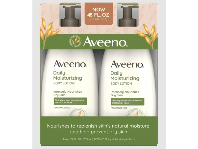 Aveeno Daily Moisturizing Lotion, Prebiotic Oat, 24 fl oz/710 mL, Pack Of 2