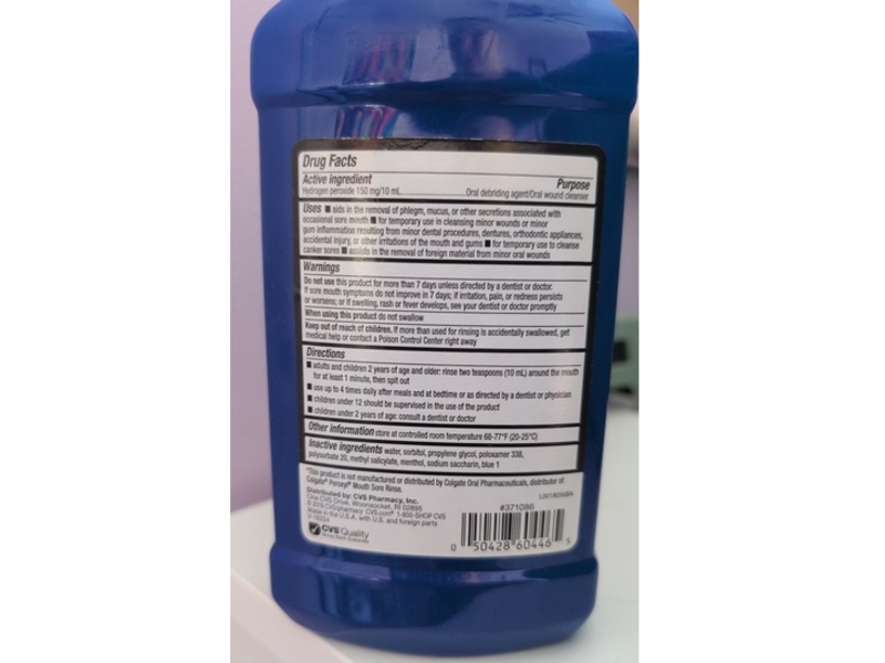 CVS Health Peroxide Sore Mouth Cleanser, Soothing Mint, 16.9 fl oz/500 mL