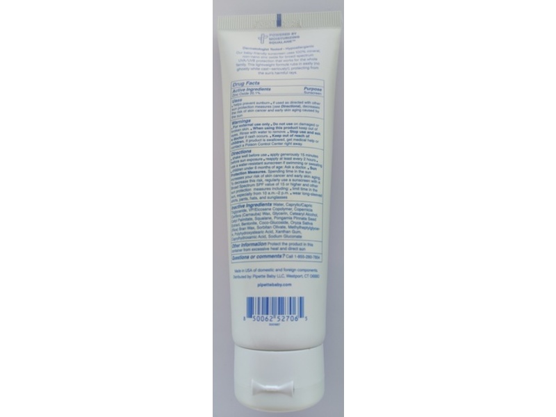 Pipette Mineral Sunscreen, SPF 50, 3 fl oz/88.7 mL.