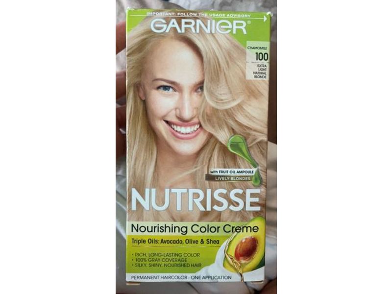 Garnier Nutrisse Nourishing Color Creme, Chamomile 100 Extra Light Natural Blonde, One Application