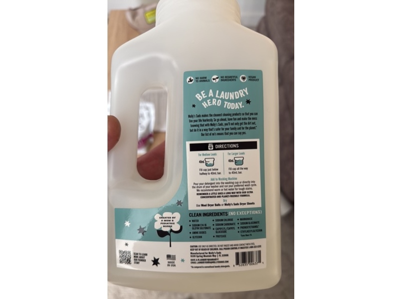 Molly's Suds Liquid Laundry Detergent, Unscented, 90 Loads, 48 fl oz