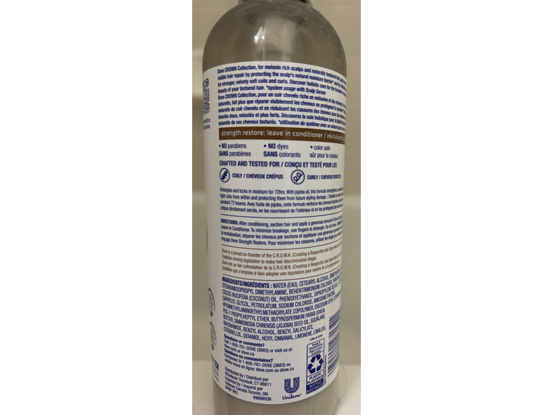 Dove Strength Restore Leave In Conditioner, 11.5 fl oz/340 mL