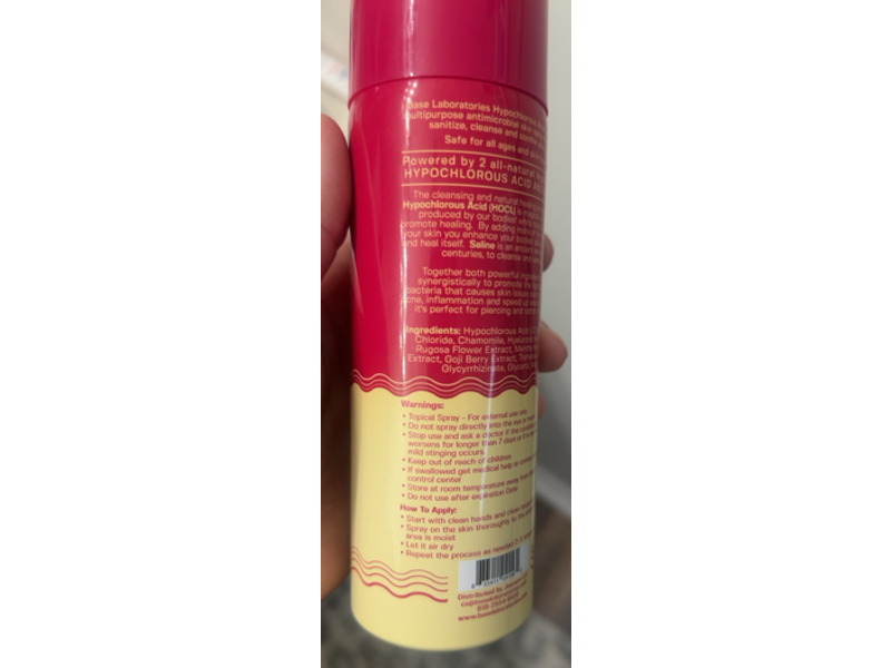 Base Laboratories Hypochlorous Acid Spray, 8 fl oz/236.6 mL