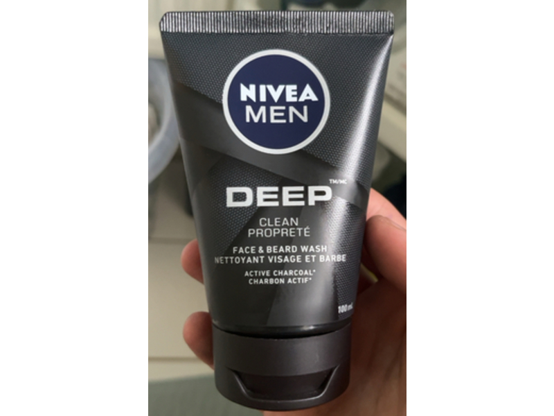 Nivea Men Deep Clean Proprete Face & Beard Wash, Anti Charcoal, 100 mL