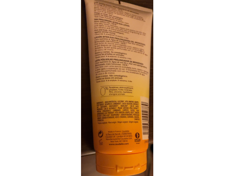 Caudalie Tan Prolonging After-Sun Lotion, Nourishing Coconut & Soothing, 6.7 fl oz/200 mL