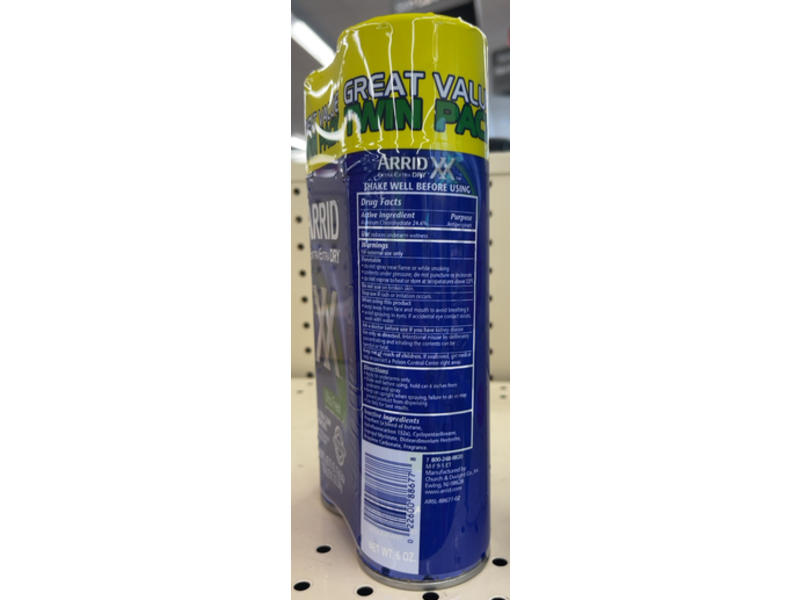 Arrid XX Extra Extra Dry Ultra Clear Aerosol Antiperspirant Deodorant, Ultra Fresh, 6 oz/170 g, Pack Of 2