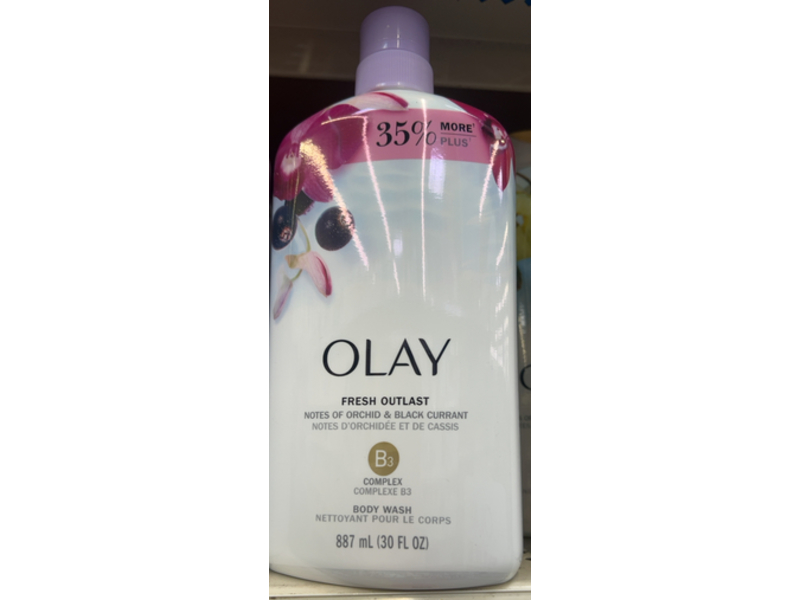 Olay Fresh Outlast Body Wash, B3 Complex, Orchid & Black Currant, 30 fl oz/887 mL