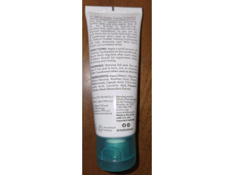 Dr Talbot's Toddler Training Toothpaste, Tutti Frutti, 1.6 oz/45 g