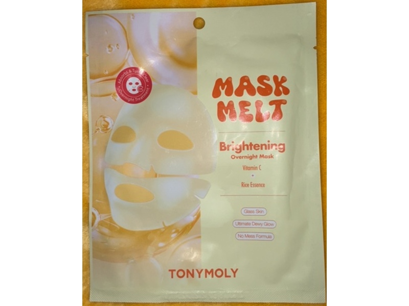 TonyMoly Mask Melt Brightening Overnight Face Mask, Vitamin C & Rice Essence, 1 Sheet