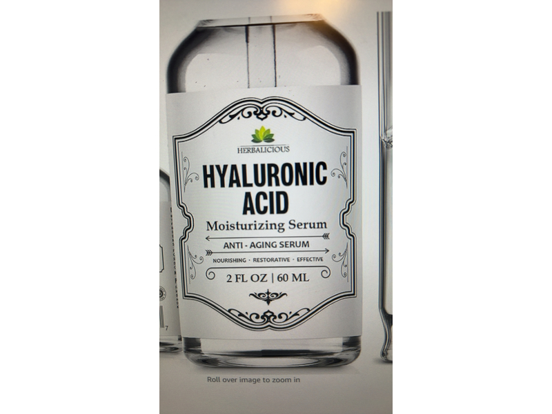 Herbalicious Moisturizing Anti-Aging Serum, Hyaluronic Acid, 2 fl oz/60 mL