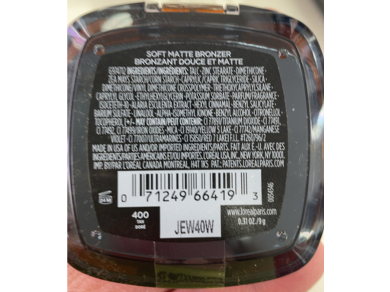 L'Oréal Paris Infallible Up to 24H Fresh Wear Soft Matte Longwear Bronzer, 400 Tan, 0.31 oz/9 g