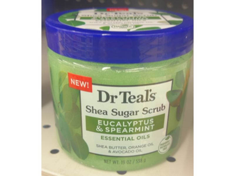 Dr Teal's Shea Sugar Scrub, Eucalyptus & Spearmint, 19 oz/538 g, Pack of 3